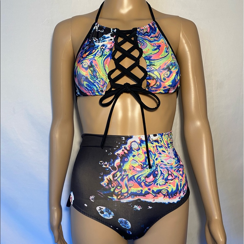 - UV black light reactive top and shorts